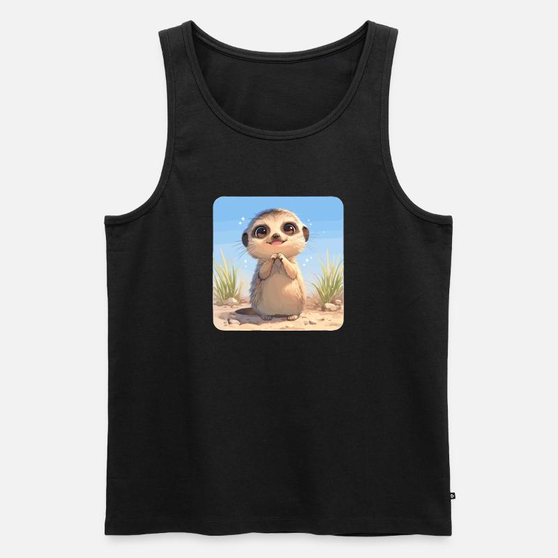 Meerkat Erdmännchen - Männer Premium Bio Tank Top - Schwarz