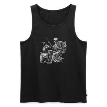 Skelett-Trommler mit Cape - Männer Premium Bio Tank Top - Schwarz - Vorne - Michal (187cm)