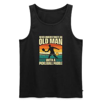 Vieil Homme Pickleball Paddle Ne Sous-estime Jamais - Débardeur bio Premium Homme - noir - Devant - Michal (187cm)
