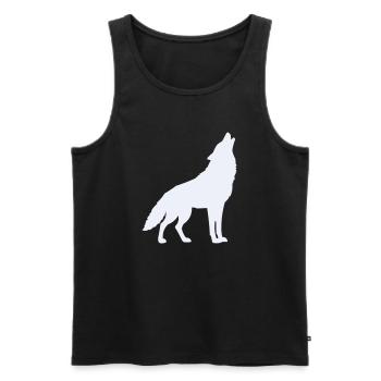 Wolf Silhouette Moonlight - Men's Premium Organic Tank Top - black - Front - AI Model Male 178 light (178cm)