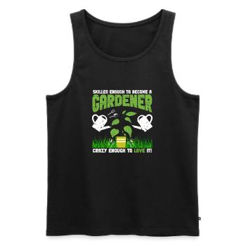 Skilled Crazy Gardener - Men's Premium Organic Tank Top - black - Front - AI Model Male 178 light (178cm)