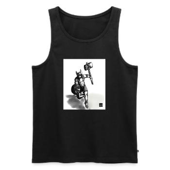 Wikingerkrieger mit Hammer auf dem Marsch - Männer Premium Bio Tank Top - Schwarz - Vorne - AI Model Male 178 light (178cm)
