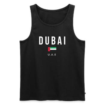 Dubai Flag Bold Typography Tee - Men's Premium Organic Tank Top - black - Front - Michal (187cm)