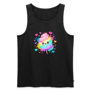 Rainbow Candy Cane Heart Happiness - Men's Premium Organic Tank Top - black - Front - AI Model Male 178 light (178cm)