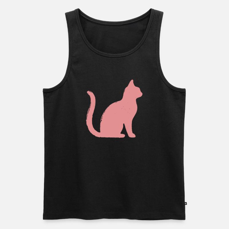 Katze Umriss - Pastell - Männer Premium Bio Tank Top - Schwarz