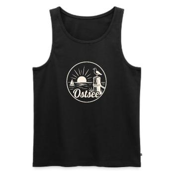 Ostsee Segelboot Möwe Sonnenuntergang - Männer Premium Bio Tank Top - Schwarz - Vorne - AI Model Male 178 light (178cm)