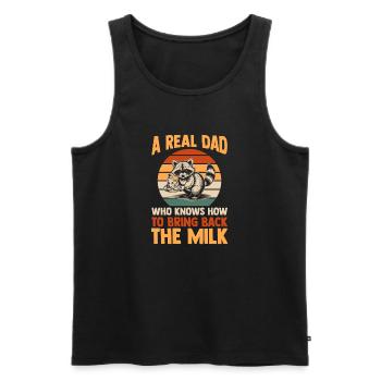 Funny Raccoon Dad Came Back With Milk Trash Panda - Men's Premium Organic Tank Top - black - Front - Michal (187cm)