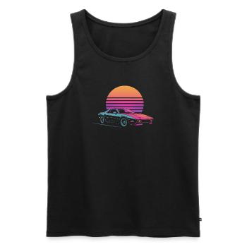 Vaporwave Auto Outrun Sunset 80s Synth - Men's Premium Organic Tank Top - black - Front - AI Model Male 178 light (178cm)