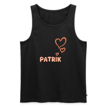 Name Patrik - Men's Premium Organic Tank Top - black - Front - AI Model Male 178 light (178cm)