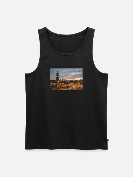 Landungsbrücken am Abend - Poster - Men's Premium Organic Tank Top - black