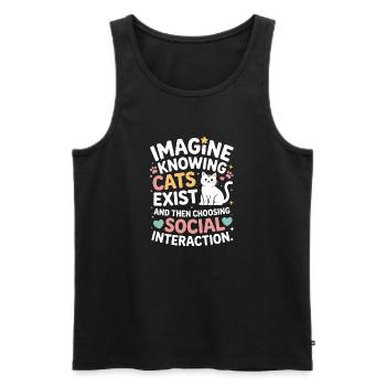 Chat : imaginez savoir que les chats existent Maman de chats - Débardeur bio Premium Homme - noir - Devant - AI Model Male 178 light (178cm)