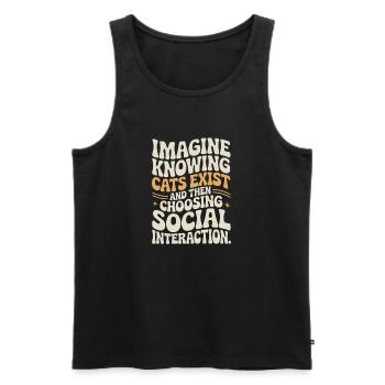 Chat : imaginez savoir que les chats existent Maman de chats - Débardeur bio Premium Homme - noir - Devant - AI Model Male 178 light (178cm)