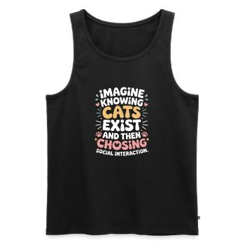 Chat : imaginez savoir que les chats existent Maman de chats - Débardeur bio Premium Homme - noir - Devant - AI Model Male 178 light (178cm)
