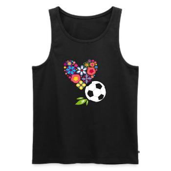 Blumenherz mit Fußball - Männer Premium Bio Tank Top - Schwarz - Vorne - AI Model Male 178 light (178cm)