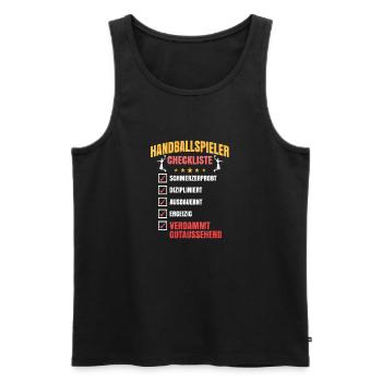 Handballspieler Checkliste - Männer Premium Bio Tank Top - Schwarz - Vorne - Michal (187cm)