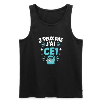 J'peux pas j'ai CE1 - Débardeur bio Premium Homme - noir - Devant - Michal (187cm)