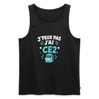 J'peux pas j'ai CE2 - Débardeur bio Premium Homme - noir - Devant - Michal (187cm)