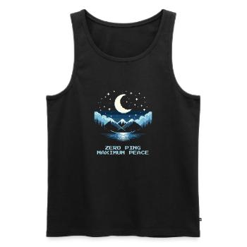Zéro ping, paix maximale | Pixel Gaming - Débardeur bio Premium Homme - noir - Devant - AI Model Male 178 light (178cm)