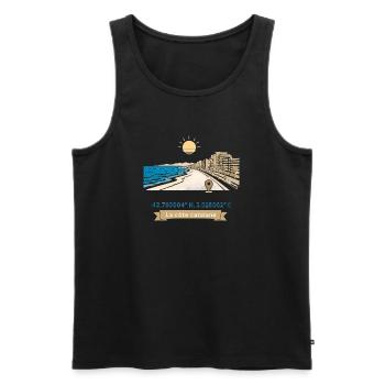 Canet en Roussillon - Promenade Méditerranéenne - Débardeur bio Premium Homme - noir - Devant - AI Model Male 178 light (178cm)