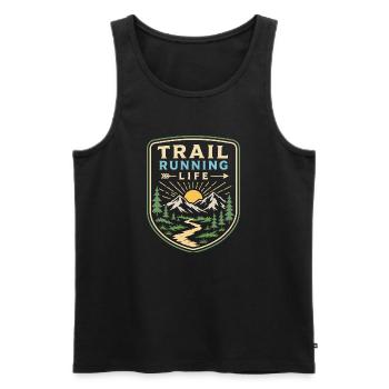 Trail Running Life - Men's Premium Organic Tank Top - black - Front - AI Model Male 178 light (178cm)