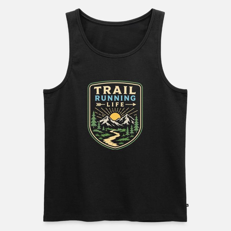 Trailrunning-Leben - Männer Premium Bio Tank Top - Schwarz
