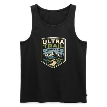 Coureur d’ultra-trail - Débardeur bio Premium Homme - noir - Devant - AI Model Male 178 light (178cm)