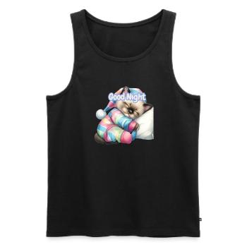 Pastel Kitten Good Night - Men's Premium Organic Tank Top - black - Front - AI Model Male 178 light (178cm)