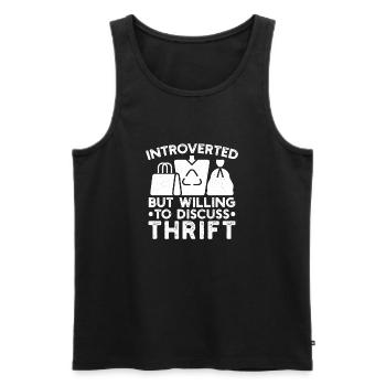 Thrift Shop Introverted But Willing Discuss Love - Men's Premium Organic Tank Top - black - Front - Michal (187cm)