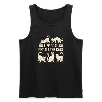 Objectif de vie Animal de compagnie Tous les chats Drôle rétro - Débardeur bio Premium Homme - noir - Devant - Michal (187cm)