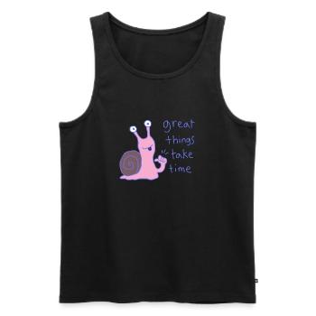 Große Dinge brauchen Zeit - Männer Premium Bio Tank Top - Schwarz - Vorne - AI Model Male 178 light (178cm)