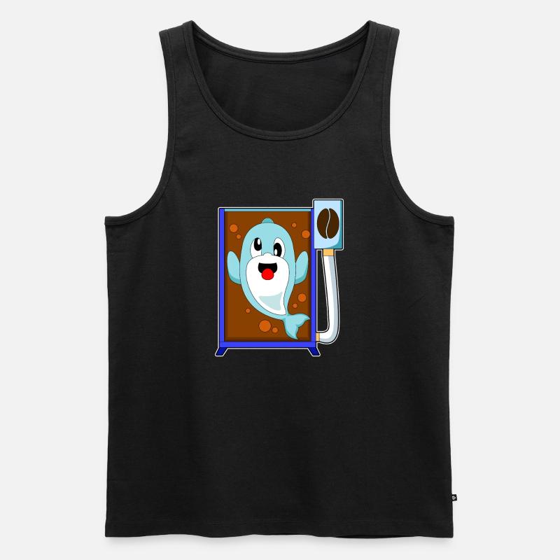 Delfin Kaffeebohne Kaffee - Männer Premium Bio Tank Top - Schwarz