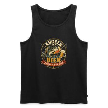 Angeln und Bier Logo - Männer Premium Bio Tank Top - Schwarz - Vorne - Michal (187cm)