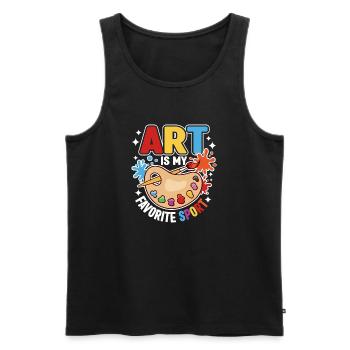 L’art est mon sport préféré - Débardeur bio Premium Homme - noir - Devant - Michal (187cm)