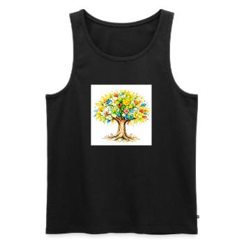 Colorful Tree with Blossom Foliage - Men's Premium Organic Tank Top - black - Front - Michal (187cm)