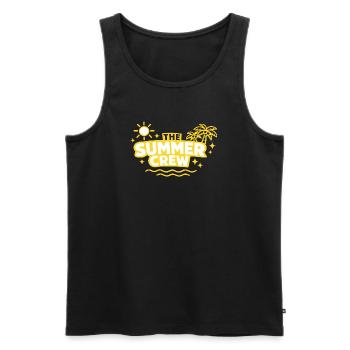 The Summer Crew: Sun Palm & Waves - Men's Premium Organic Tank Top - black - Front - AI Model Male 178 light (178cm)
