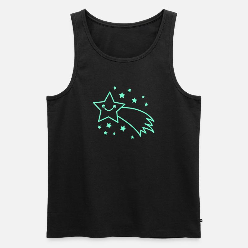 Lächelnder Sternenkomet - Männer Premium Bio Tank Top - Schwarz