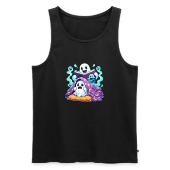 Schlafende Geisterleser im Spukbuch - Männer Premium Bio Tank Top - Schwarz - Vorne - Michal (187cm)