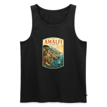 Amalfi Coast Vintage Travel Poster - Men's Premium Organic Tank Top - black - Front - Michal (187cm)