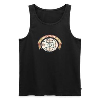 Vintage Globe Soccer Football Fan Retro Shirt - Men's Premium Organic Tank Top - black - Front - Michal (187cm)