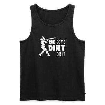 Rugged Digging Silhouette with Dirt Text - Men's Premium Organic Tank Top - black - Front - Michal (187cm)