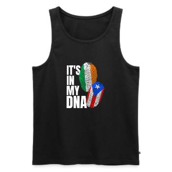 DNA-Stolz: Italienischer Puerto-Ricaner - Männer Premium Bio Tank Top - Schwarz - Vorne - Michal (187cm)