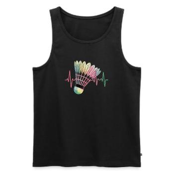 Badminton Heartbeat Colorful Shuttlecock Pulse For - Men's Premium Organic Tank Top - black - Front - Michal (187cm)