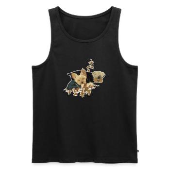 Yorkshire dogs in autumn leaves - Men's Premium Organic Tank Top - black - Front - AI Model Male 178 light (178cm)
