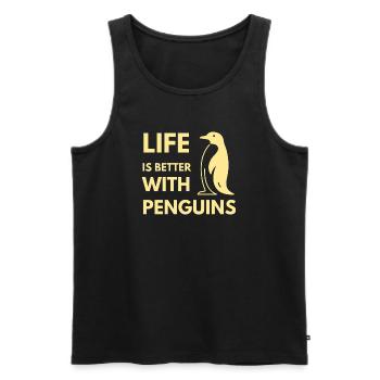 Life Is Better With Penguins Cute Flightless Bird  - Men's Premium Organic Tank Top - black - Front - AI Model Male 178 light (178cm)