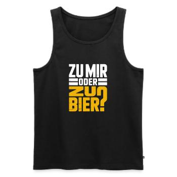 Bier Zu Mir Oder Zu Bier Flirt Single Party Malle - Männer Premium Bio Tank Top - Schwarz - Vorne - AI Model Male 178 light (178cm)