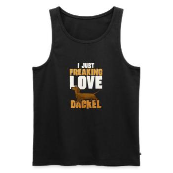 I Freaking Love Dackel – Dachshund Fan - Männer Premium Bio Tank Top - Schwarz - Vorne - Michal (187cm)