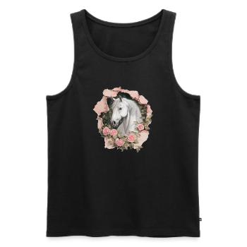 Pferd mit Rosen - Männer Premium Bio Tank Top - Schwarz - Vorne - Michal (187cm)