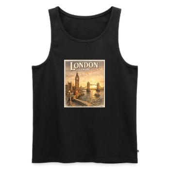 London Europe Vintage Sunset - Men's Premium Organic Tank Top - black - Front - AI Model Male 178 light (178cm)