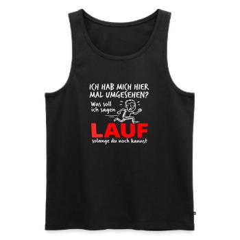 Lauf solange du noch kannst – Lustiges Comic - Männer Premium Bio Tank Top - Schwarz - Vorne - Michal (187cm)