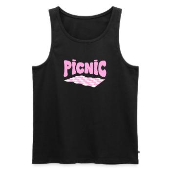 Rosa Schachbrett-Pastellpicknick - Männer Premium Bio Tank Top - Schwarz - Vorne - Michal (187cm)